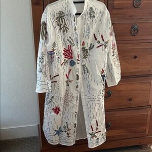 Sunday Up White Colorful Embroidered Coverup